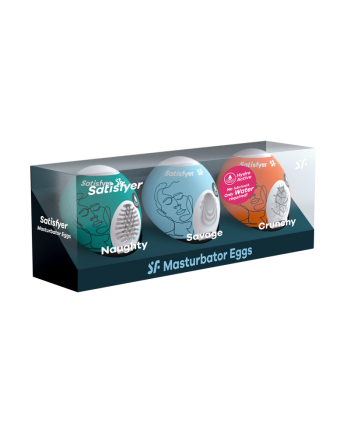 ensemble oeufs masturbateurs 3 pièces naughty, savage, crunchy  satisfyer