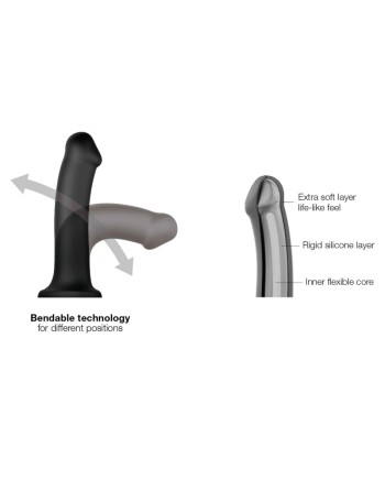 dildo double densité semi realiste  noir  strap on me