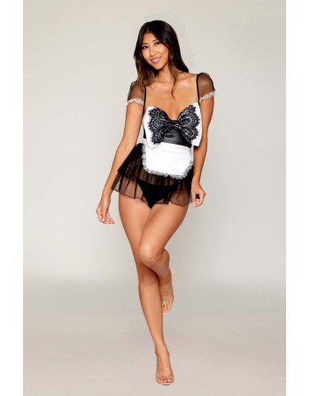 costume femme de chambre en résille noire de la marque dreamgirl costume sexy