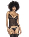 bustier dentelle noire avec portejarretelles et string assorti de mapalé lingerie