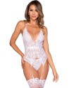 superbe guêpière et string assorti blanc de la collection dreamgirl, vente en gros et .