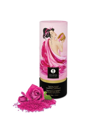  sextoys  marque shunga  sel de bain moussant  cristaux d'orient  aphrodisia rose