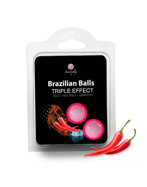 2 billes de massage brazilian balls  2 brazilian balls triple effect froid + chaud et épcicé + vibrations