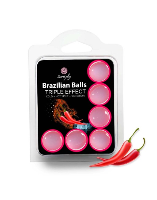 6 billes de massage brazilian balls  6 brazilian balls triple effect froid + chaud et épcicé + vibrations