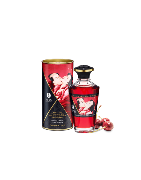  shunga : huile chauffante comestible cerise ardente