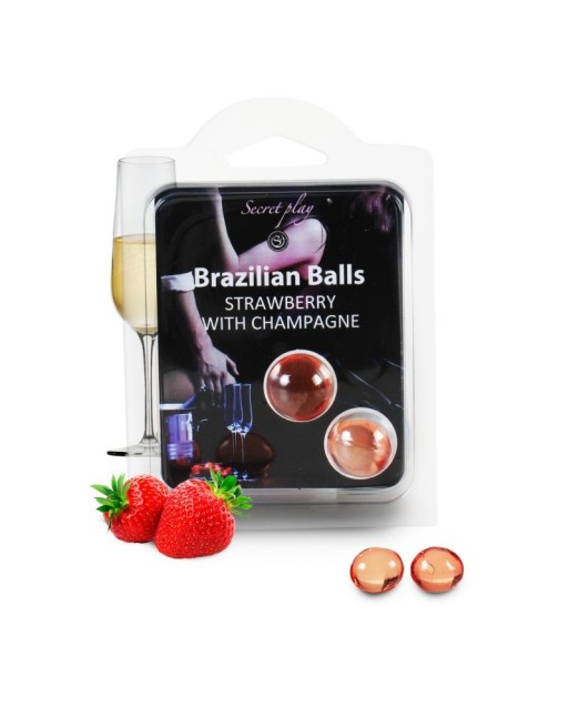  brazilian balls : boules de massage fraise champagne