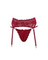 portejarretelles en dentelle florale rouge avec son string rouge sexy de la collection cottelli lingerie sexy.