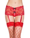 panty porte jarretelles en dentelle rouge avec jarretelles amovibles