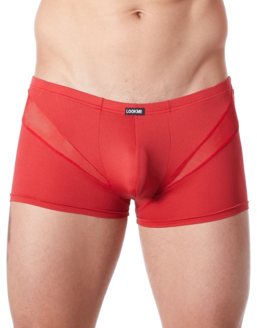  lingerie homme : boxer rouge avec bandes résille