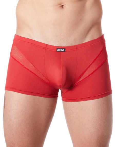  lingerie homme : boxer rouge avec bandes résille