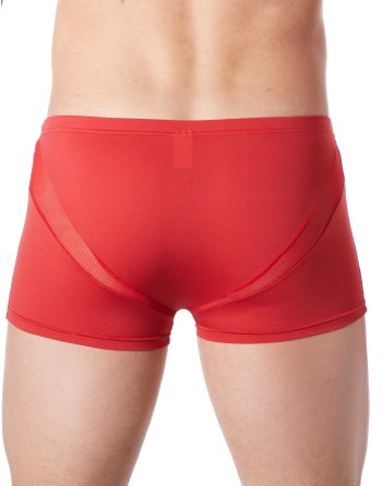  lingerie homme : boxer rouge avec bandes résille