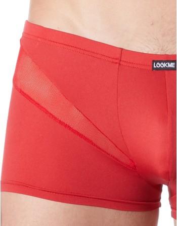  lingerie homme : boxer rouge avec bandes résille