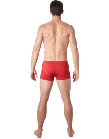  lingerie homme : boxer rouge avec bandes résille