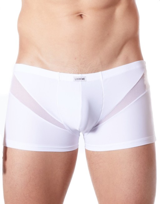  lingerie homme : boxer blanc avec bandes résille