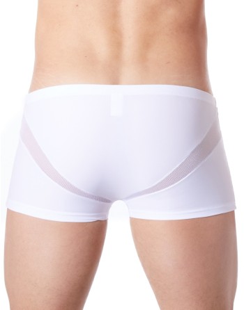  lingerie homme : boxer blanc avec bandes résille