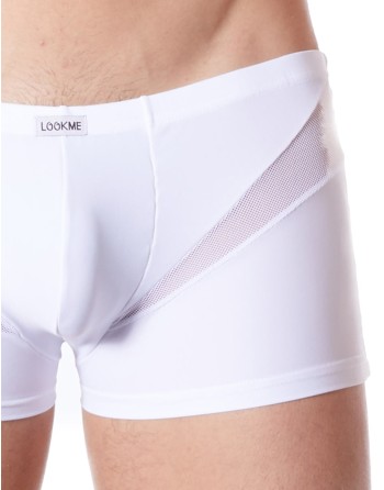  lingerie homme : boxer blanc avec bandes résille