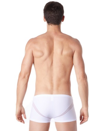  lingerie homme : boxer blanc avec bandes résille