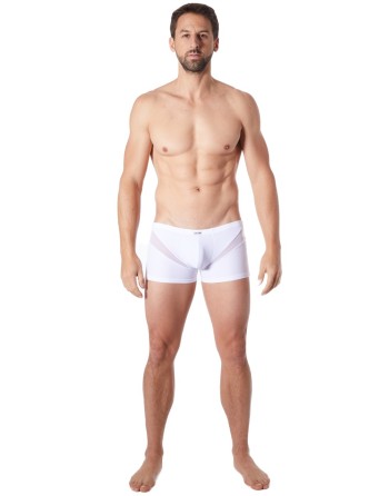  lingerie homme : boxer blanc avec bandes résille