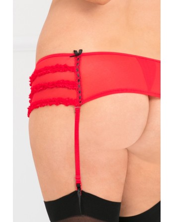  lingerie : portejarretelles string grande taille rouge