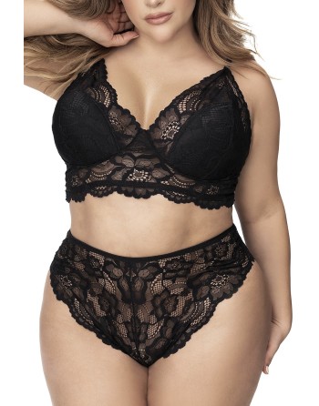 soutiengorge dentelle sexy et culotte taille haute pour femme ronde