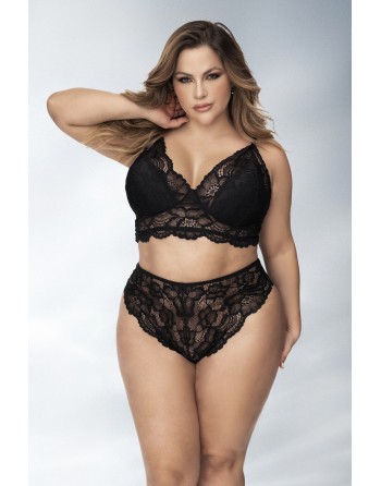 soutiengorge dentelle sexy et culotte taille haute pour femme ronde