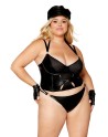 ensemble lingerie sexy, grande taille avec bustier et string noir.