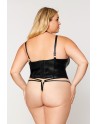 ensemble lingerie sexy, grande taille avec bustier et string noir.