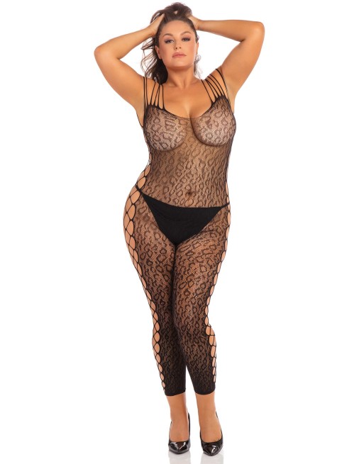 bodystocking imprimé léopard de la marque rene rofé, de chez votre cl.diffusion.