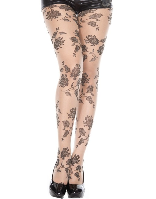  music legs : collant chair imprimé de roses noires