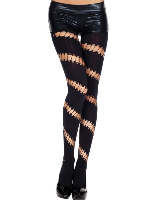  music legs : collant legging noir avec ouvertures