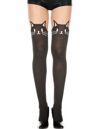  music legs : collant opaque effet bas tête de chat