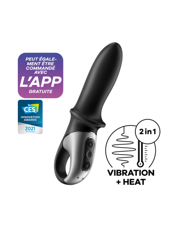 vibromasseur usb noir, chauffant et connecté hot passion satisfyer