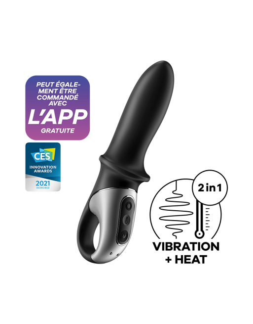 vibromasseur usb noir, chauffant et connecté hot passion satisfyer