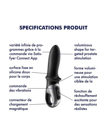 vibromasseur usb noir, chauffant et connecté hot passion satisfyer