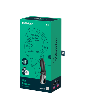 vibromasseur usb noir, chauffant et connecté hot passion satisfyer