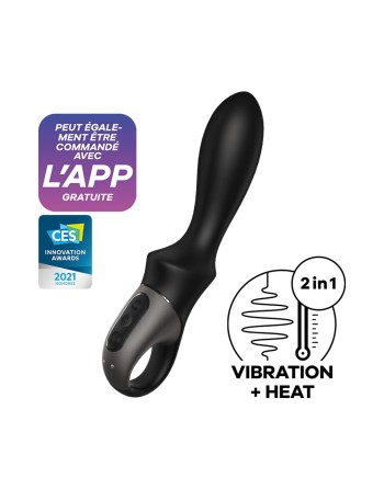 vibromasseur noir usb, chauffant, connecté heat climax de satisfyer