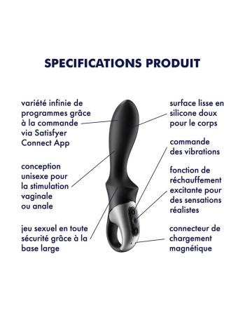 vibromasseur noir usb, chauffant, connecté heat climax de satisfyer