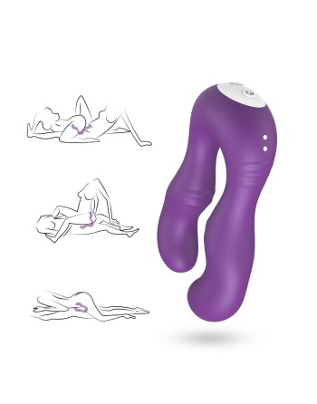 double gode violet avec 9 moteurs sur chaque côtés pour couple de femmes, sex toys lesbiennes dreamy toys