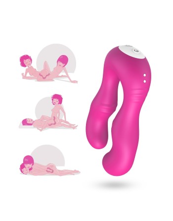 double gode rose avec 9 moteurs sur chaque côtés pour couple de femmes, sex toys lesbiennes dreamy toys