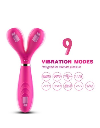 vibromasseur wand rose en forme de y avec 3 moteurs dans chaque branche, usb de la marque dreamy toys