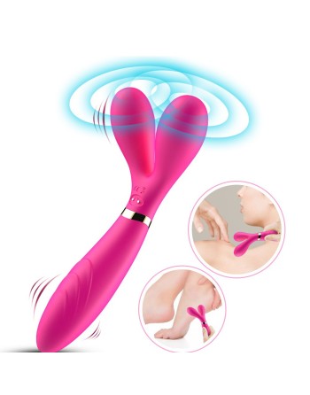 vibromasseur wand rose en forme de y avec 3 moteurs dans chaque branche, usb de la marque dreamy toys