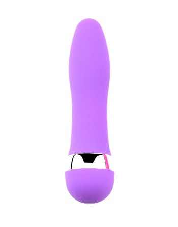  en en mini vibromasseur violet de 11 cm avec avec bague argenté pour des plaisir plus intenses.