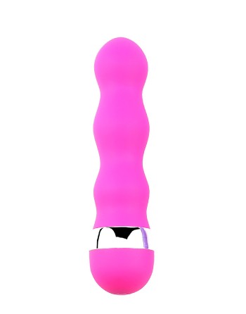  en en mini vibromasseur rose avec une forme ondulée pour des plaisir plus intenses.