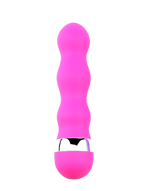  en en mini vibromasseur rose avec une forme ondulée pour des plaisir plus intenses.