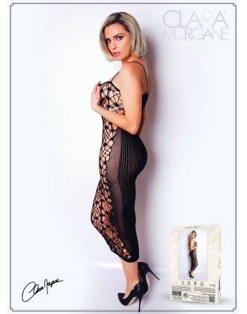 robe longue sexy en résille noire, chez votre clara morgane.