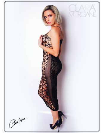 robe longue sexy en résille noire, chez votre clara morgane.