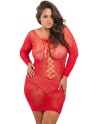  lingerie : nuisette grande taille rouge extensible manches 3/4