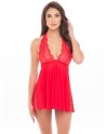  en lingerie sexy, nuisette résillé rouge et fine dentelle de la marque rené rofé. 