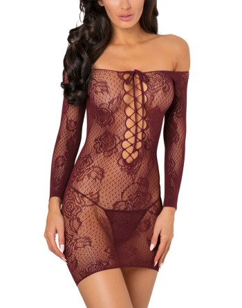  lingerie : nuisette bordeaux extensible manches 3/4