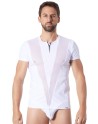 lingerie homme : tshirt blanc avec bandes résille en v